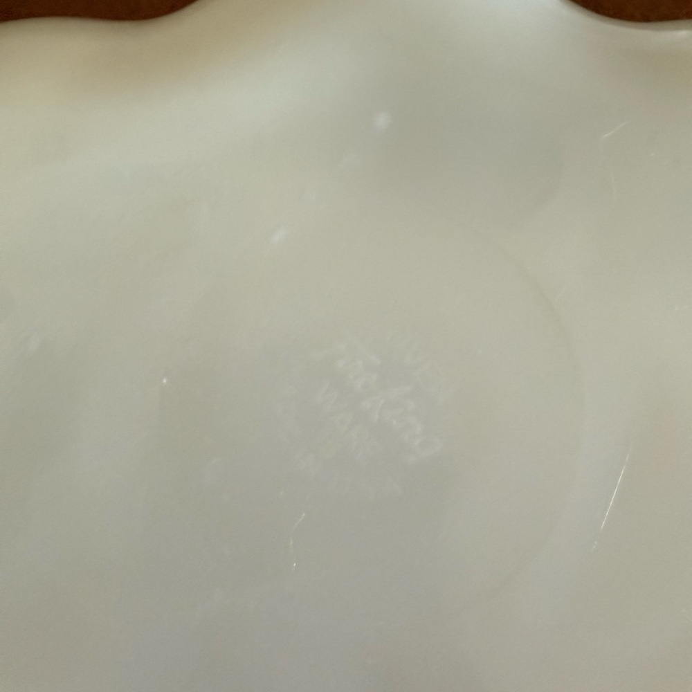 Lot of 2 Anchor Hocking Fire King Milk Glass Deviled Egg Gold Trim + Relish Tray - Picture 6 of 9